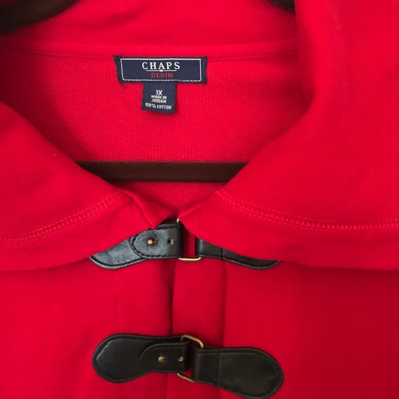 Chaps Red Lightweight Overcoat, Size 1X, 100% Cotton, EC! - Picture 3 of 12